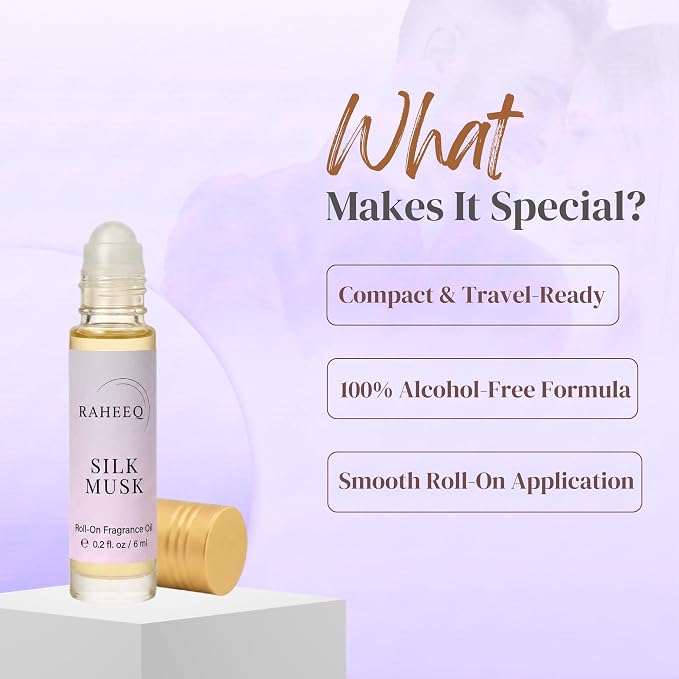 Silk Musk Perfume Oil Roll-On – Long Lasting Creamy Silk Musk Fragrance, Concentrated Alcohol Free Arabic Attar, Premium Unisex Fragrance, 6 ml (0.2 fl oz)