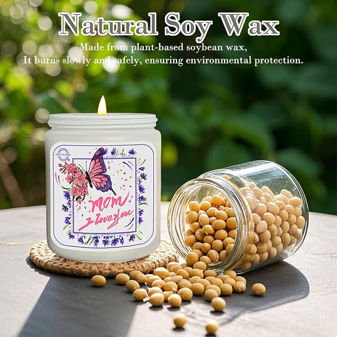 Gifts for Mom, Rose Lily Scented Candles for Home Scented, Soy Wax Aromatherapy Candle, Non Toxic, 50 Hour Long Burning, Birthday, Thanksgiving, Mothers Day Gifts (Mom I Love You, Pink)