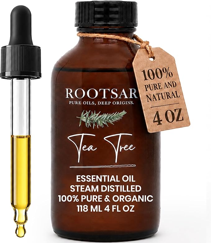 Tea Tree Essential Oil – 100% Pure Organic Tea Tree Oil, Steam Distilled, 4 FL OZ / 118 ML – Premium Essential Oil for Diffuser, Aromatherapy, Massage, Skin Care, Candle & Soap Making