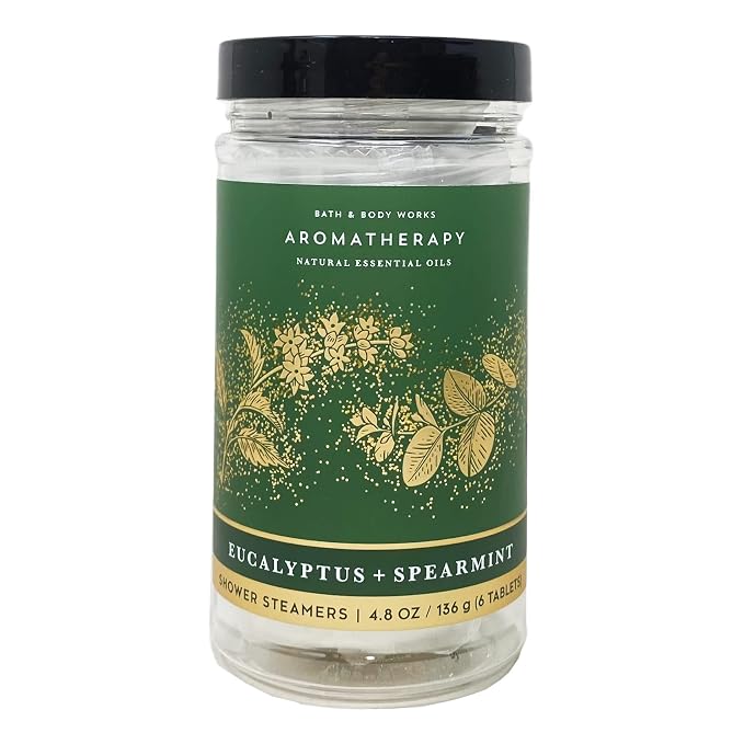 Bath & Body Works Aromatherapy Stress Relief EUCALYPTUS + SPEARMINT Gold Woven Basket 5 Piece Gift Set - Body Lotion - Body Wash + Foam Bath - Body Oil - Shower Steamers - Essential Oil Mist
