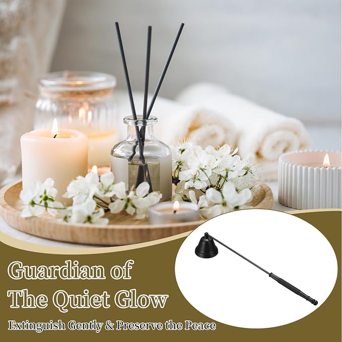 uxcell Candle Snuffer, Candle Extinguish with Long Handle, Wick Flame Snuffer Extinguish Accessory Bell-Shaped for Putting Out Flame Home Decor Gifts, Black