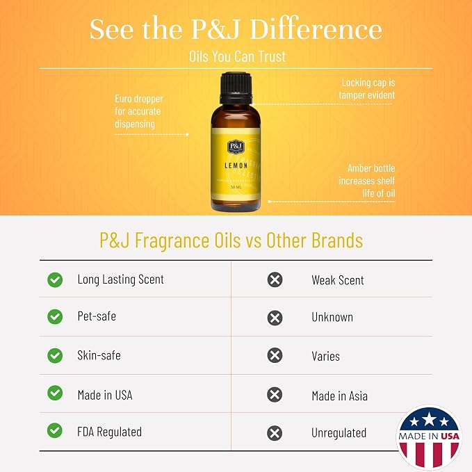 P&J Trading Fragrance Oil | Lemon Oil 30ml - Candle Scents for Candle Making, Freshie Scents, Soap Making Supplies, Diffuser Oil Scents