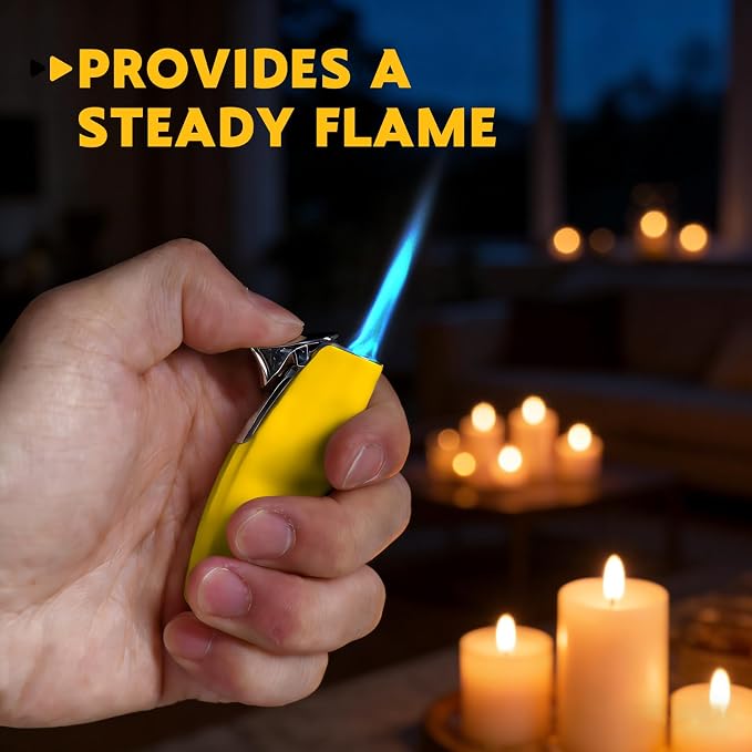 2 Pack Torch Lighter Butane Lighter,Refillable Mini Lighter for Candles Fireworks,Gifts for Friends Or Family Members(NO PREFILLED) (Yellow)