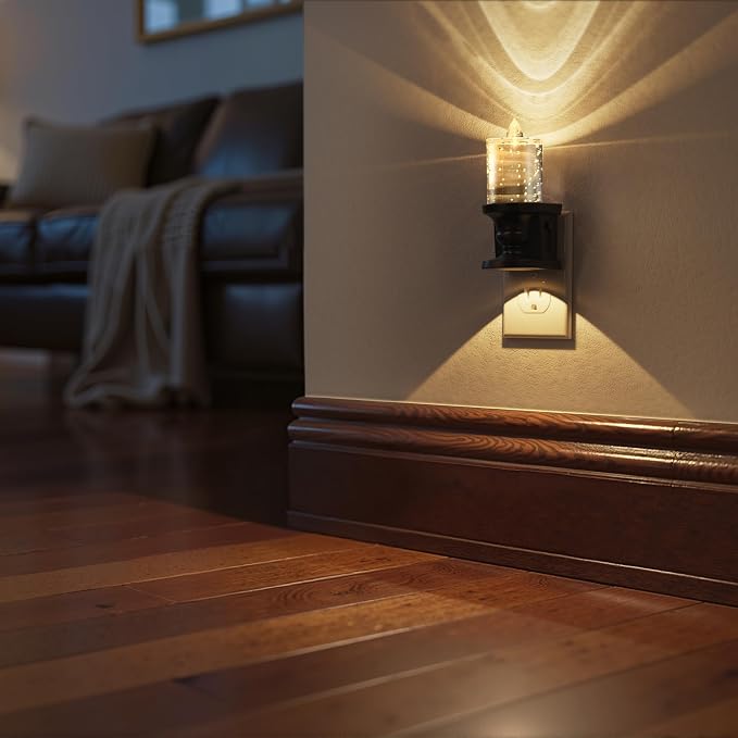 Briignite Flameless Candle Night Light, Bubble Night Lights Plug into Wall, Candle Nightlight with Light Sensor, Dimmable LED Night Light Plug in, Warm White 3000K Nightlight for Hallway Bathroom