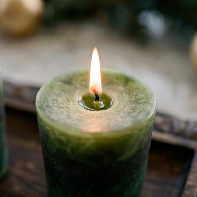 Aroma Naturals Votive Candles Essential Oil with Juniper Spruce and Basil, Evergreen Holiday, 6 Count