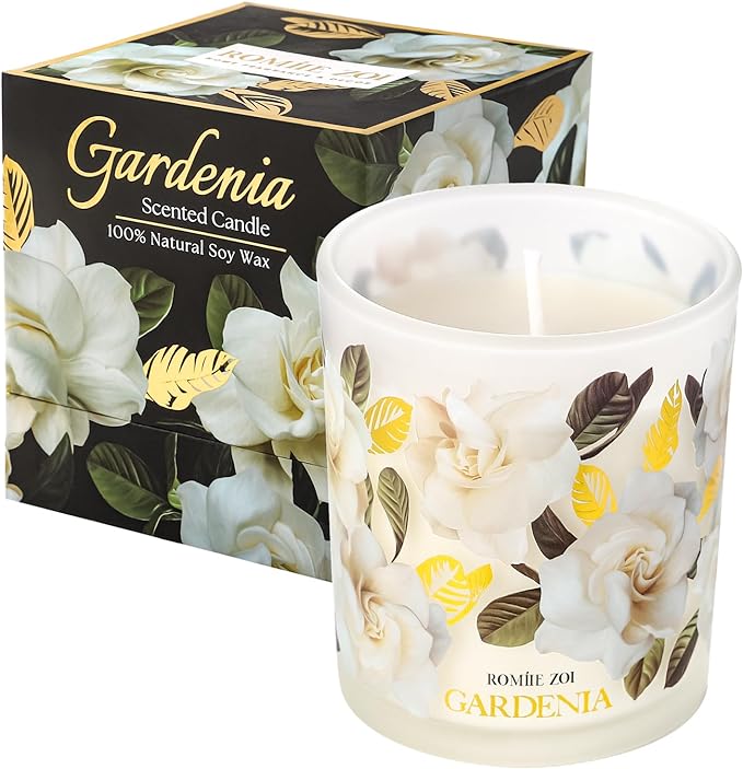 ROMIIE ZOI Scented Candle - Gardenia - 6oz Aromatherapy Soy Wax Jar Candle for Home, Gifts for Women - 170g