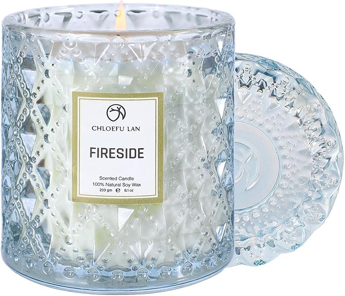 Smokey Fireside Scented Candle Gifts for Men Cashmeran Leather Candles for Home Scented, 55 Hours Long Burning, 8.1 Ounce Premium Soy Wax