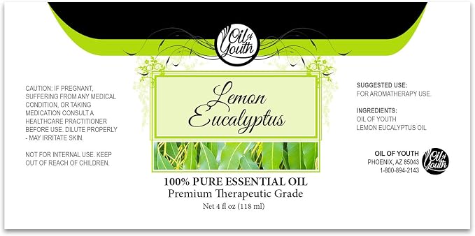 Oil of Youth Essential Oils 4oz - Lemon Eucalyptus Essential Oil - 4 Fluid Ounces - Oil of Lemon Eucalyptus