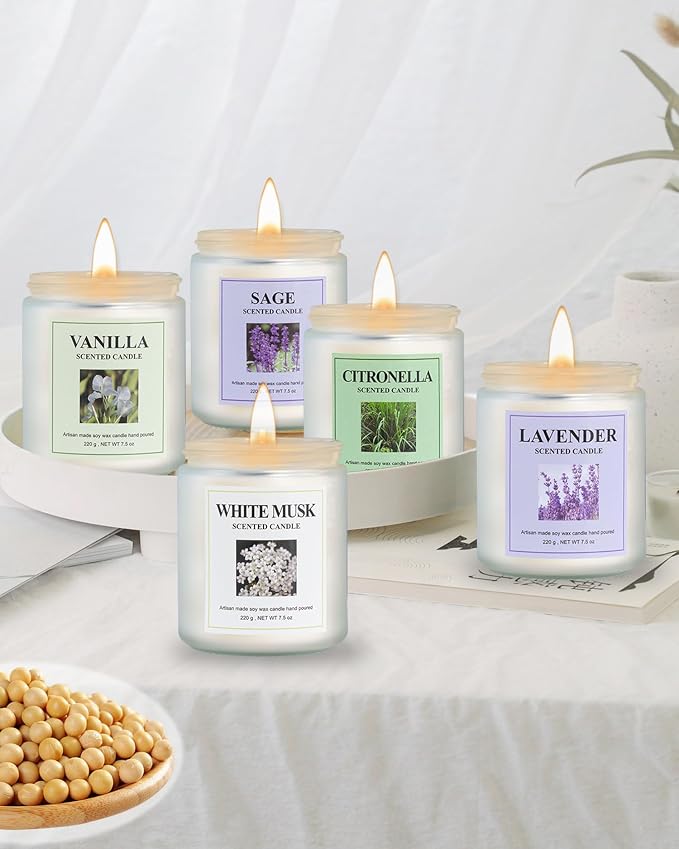 4 Pack Lavender Candle Set, 30 oz 200 Hour Home Aromatherapy Jar Candles, Long Lasting Aromatherapy Candles for Bedrooms Yoga Rooms Lounges Gardens Patios Balconies and Camping