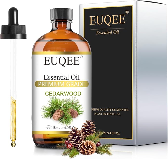 EUQEE Cedarwood Essential Oil 118mL Pure Cedarwood Oil Premium Essential Oil for Diffuser, Humidifier - with Glass Dropper (4fl.oz)