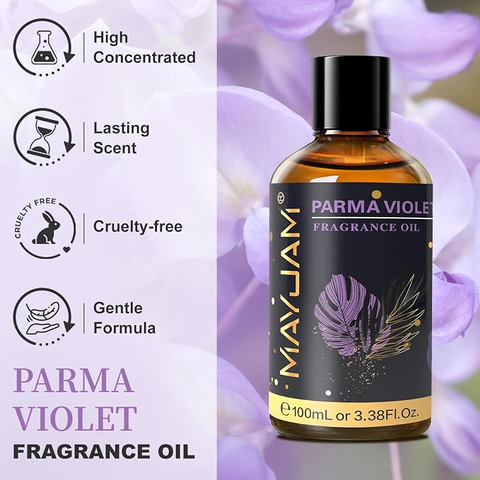 MAYJAM 100ML/3.38FL.OZ Parma Violet Fragrance Oils with Glass Dropper, Essential Oils for Diffusers for Home, Long Lasting Scented Oils for Diffusers Soap Candle Making