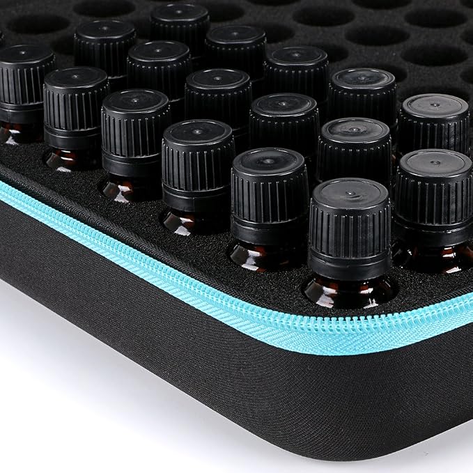 Hipiwe 108 Essential Oils Carrying Case Holds 5ml, 10ml, 15ml Bottles Hard Shell Exterior EVA Essential Oils Storage Organzier Bag with Foam Insert and Carrying Handle