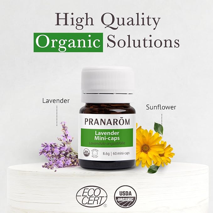 Pranarom - Aromaforce Lavender Mini-Caps 60ct - Relaxation Therapy - Promotes Restful Sleep - Contains Organic Lavender Essential Oil
