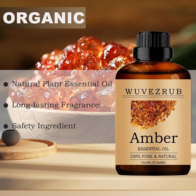 Amber Essential Oil - 240ML Pure and Natural for Aromatherapy Diffuser - 8 Fl Oz