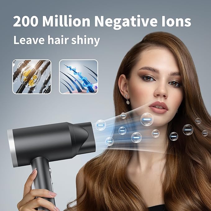 ANNE BETTY Ionic Hair Dryer with Diffuser, 1800W Blow Dryer for Women & Men, Fast-Drying, Lightweight, Low Noise, Hair Care Styling Tool for Home, Travel, Gifting