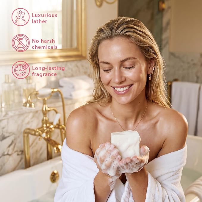 BODY & EARTH # LOVE Hand Cream Gifts Set for Women, 4PCS Wild Rose Bath and Body Gift Set with Hand Cream, Body Lotion, Body Scrub, Soap, Self Care Kit Spa Gifts for Women Birthday Gift for Her