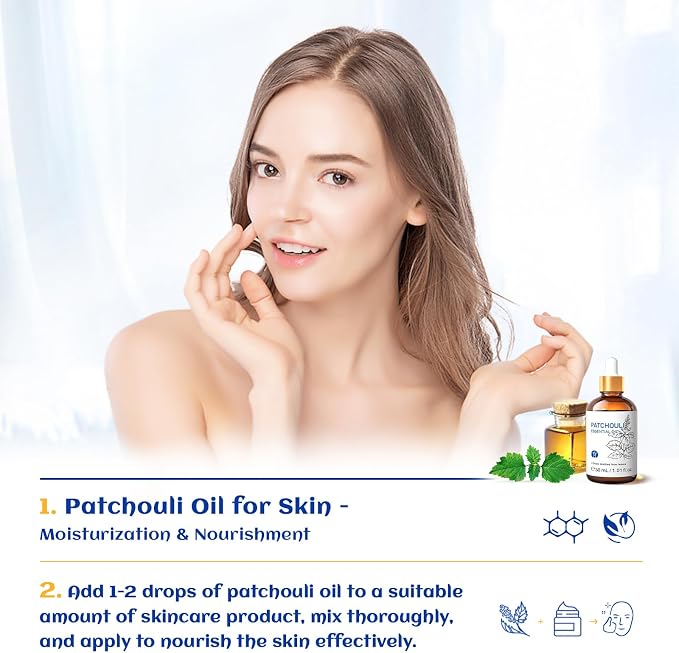 HIQILI Patchouli Essential Oil, for Diffuser, Homemade Perfume, Skin Care, Aromatherapy, Gift for Hippie Friend-30ML
