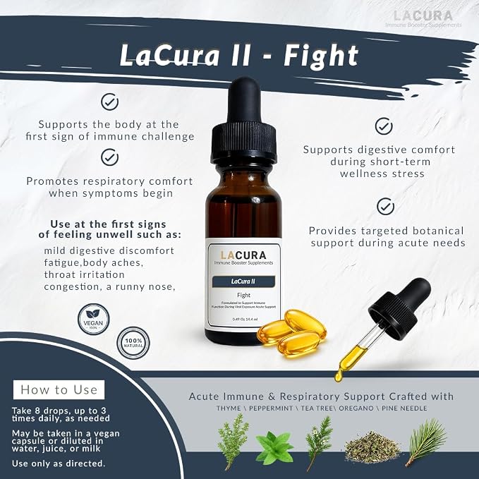 Lacura Immunity & Respiratory Essential Oil Set - Natural Defense Blend with Pine, Oregano & Tea Tree - Essential Oils for Aromatherapy & Immune Support - 14.4ml