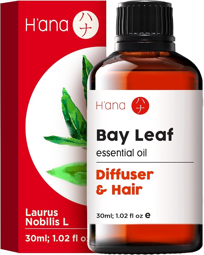 H'ana Bay Leaf Oil - 1.02 Fl Oz Bay Leaf Essential Oil for Hair, Skin, Diffuser, Aromatherapy & DIY