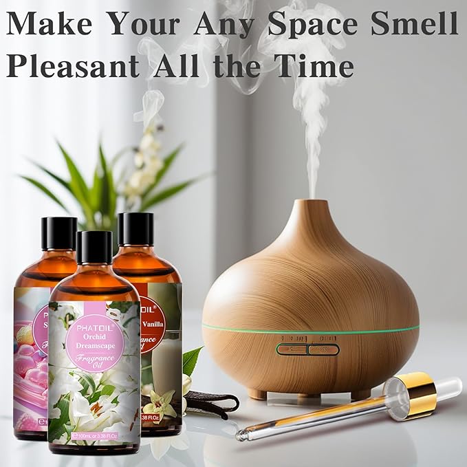 PHATOIL Orchid Dreamscape Fragrance Oils for Aromatherapy, 3.38FL.OZ Diffuser Oils for Home, Perfect for Aromatherapy, Humidifiers, Yoga, DIY Candle and Soap Making - 100ml