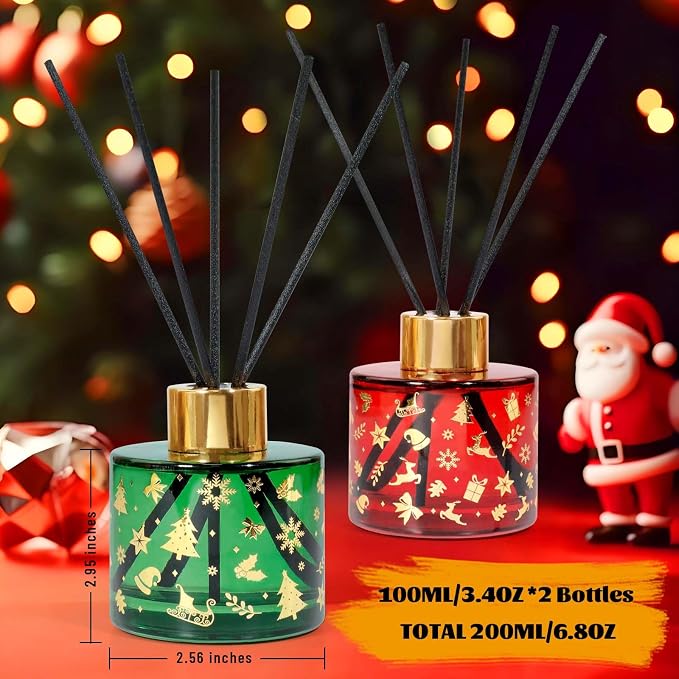STRN Reed Diffuser Set with 12 Sticks, 6.8.fl oz (200ml) Sweet Home & Wreath Scents, Long-Lasting Home Decoration for Bathroom, Bedroom, Office - 2 Packs