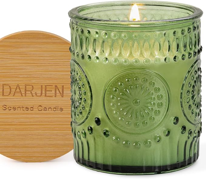 DARJEN Pine& Fir Candles for Home- 5.3oz 35H Natural Soy Wax Aromatherapy Jar Candle with Strong Scent, Decorative Aesthetic Candles for Odor Elimination, Living Room, Kitchen, Luxury Gift
