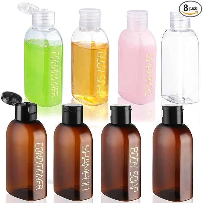 Cosywell Travel Bottles for Toiletries 8PCS 3.4oz TSA Approved Containers - Leak Proof Empty Lotion Bottles With Flip Cap for Shampoo and Toiletries