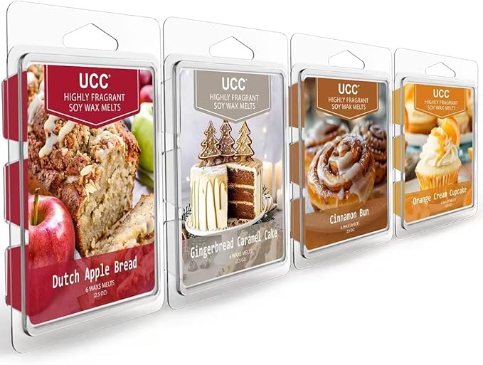 UCC Wax Melts, Premium Plant Based Natural Soy Scented Melts Cubes, Wax Melts Tarts, Colored Wax Melt - 4 Pack
