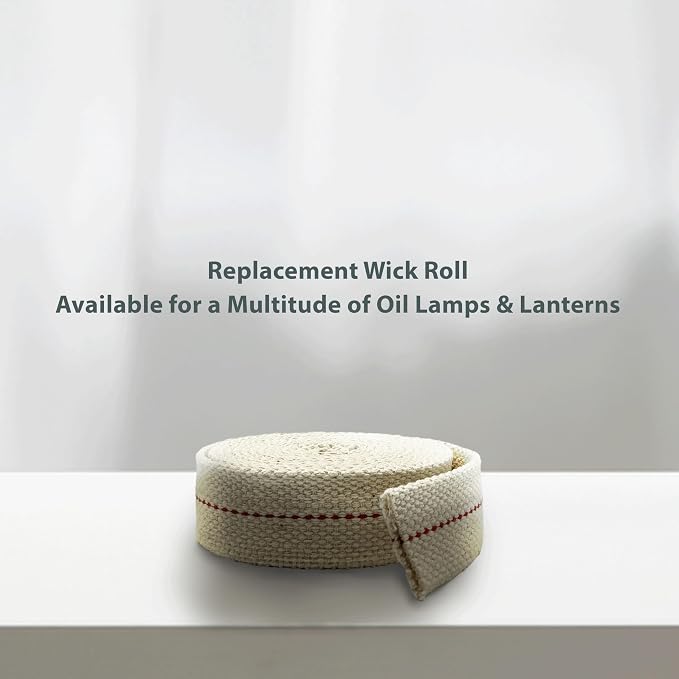 Light of Mine - 1" Inch 6' Foot, 100% Cotton Flat Wick - 2 Pack, for Paraffin Oil, Kerosene Based Lanterns, and Oil Lamps with Genuine Red Stitch (1" - 6' Roll, 2 Pack)