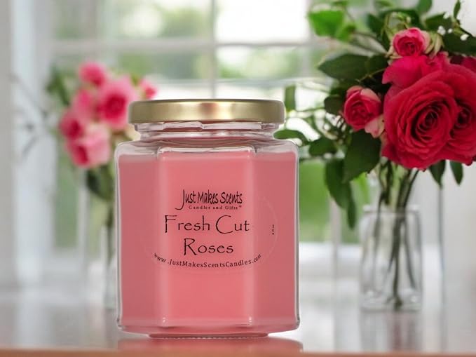 3 Pack - Fresh Cut Roses Scented Blended Soy Candle by Just Makes Scents