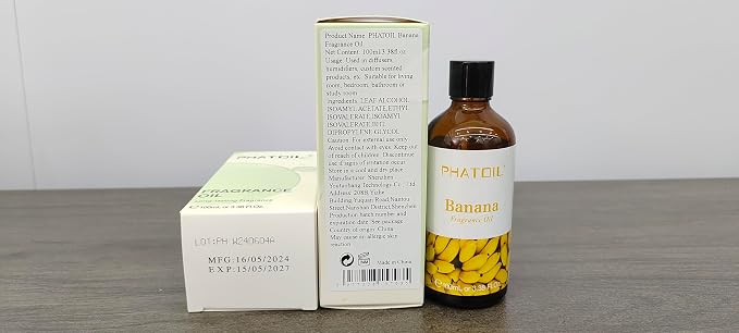 PHATOIL 3.38FL.OZ Banana Fragrance Oils for Aromatherapy, Essential Oils for Diffusers for Home, Perfect for Diffuser, Yoga, Skin Care, DIY Candle and Soap Making - 100ml