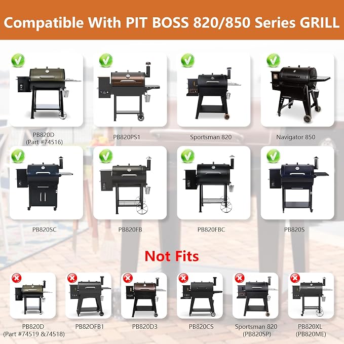Flame Broiler & Heat Deflector Baffle Diffuser Kit for Pit Boss 800 Series Wood Pellet Grills, Replacement Parts for Pit Boss 820D3 850PS2