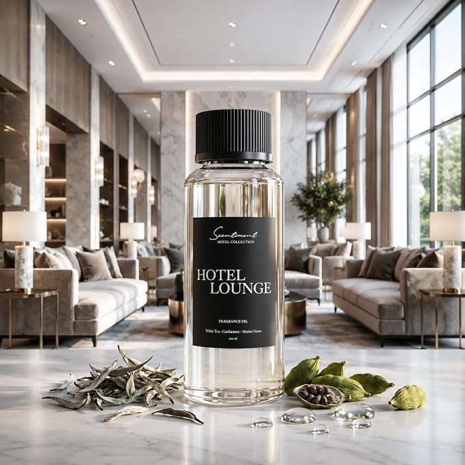 Scentiment Hotel Lobby Diffuser Oil – White Tea, Bergamot, Orange Blossom, Amber & Marine Scent for Diffusers, Fragrance Oil - 4.06 fl oz (120 mL)
