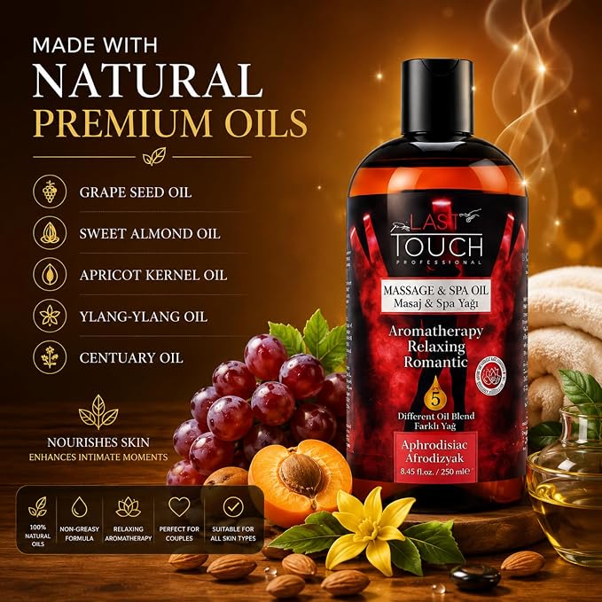 Aphrodisiac Massage Oil for Couples - Massage Oils for Date Night - Massage Oil for Massage Therapy - Aromatherapy Oil for Intimate Moments -Aphrodisiac Massage Oils - Muscle Relaxer Oils 8.45 Fl Oz.