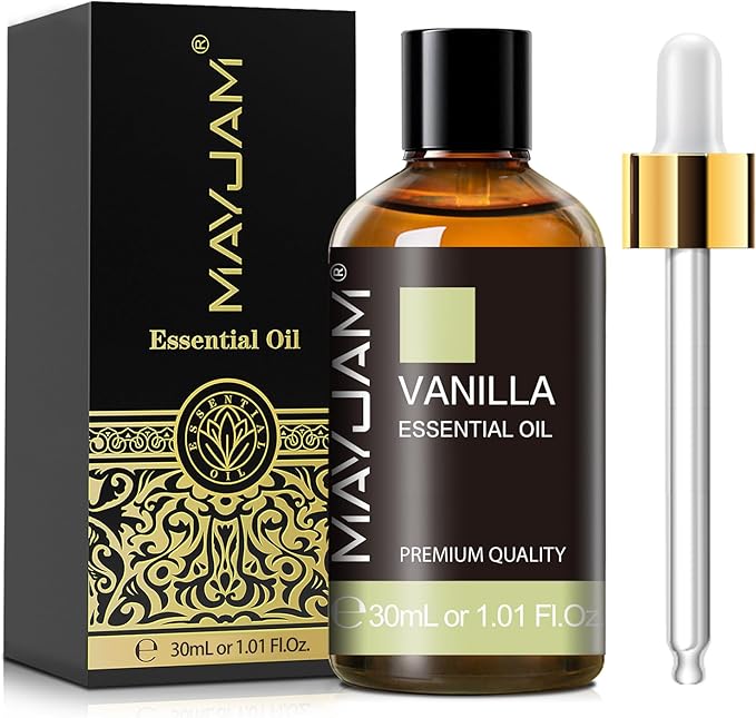 Vanilla Essential Oil 30ml/1.01fl.oz, MAYJAM Premium Vanilla Oils for Aromatherapy, Diffuser, Soap Making, Candle Making, Long Lasting Scents (Pack of 2)