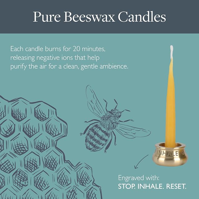Scentered Yoga Meditation Kit - Aromatherapy Balm & Natural Beeswax Candles Set for Mindfulness - 12x Beeswax Candles with Brass Holder & Essential Oil Balm - Self-Care Gifts for Women