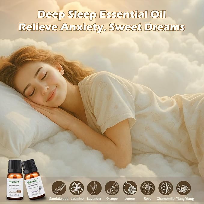 Essential Oils Set Acacia Wood Gift Box - Stress Relief Relax Soothe, Top 8 Aromatherapy Oils for Diffuser Hotel Scent Home Fragrance Candle Making - Chamomile, Lavender & More 10ml