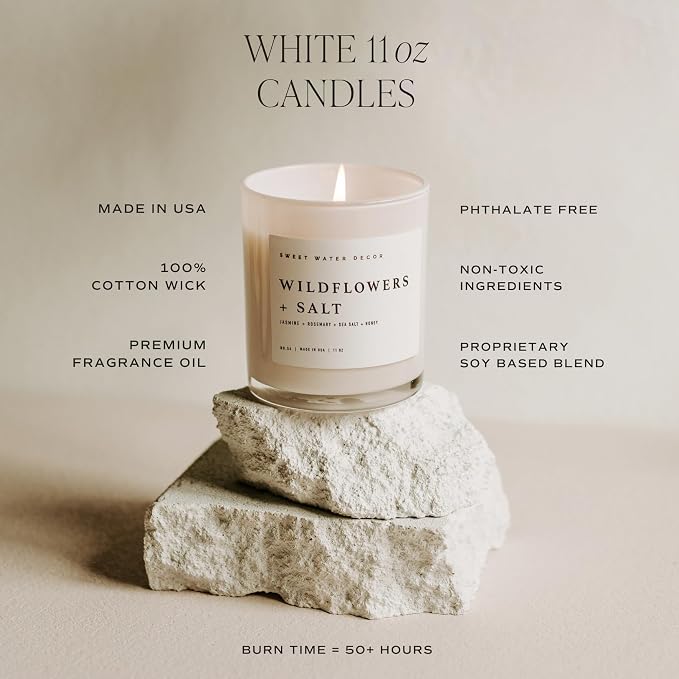 Sweet Water Decor Fresh Coffee Candle - Kona Coffee, Mocha Latte, Caramel Creme Scented Soy Candles for Home - 11oz White Jar with Wood Lid, 50+ Hour Burn Time, Made in the USA