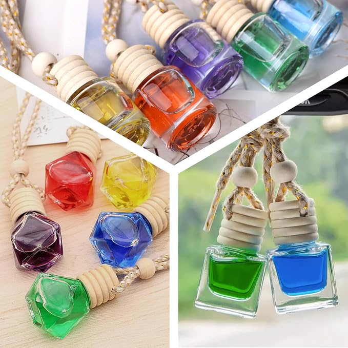Hanging Car Air Freshener Diffuser, Set of 100 8ml Empty Glass Essential Pendant Bottles, Automotive Oil Aromatherapy Fragrance Perfume jars