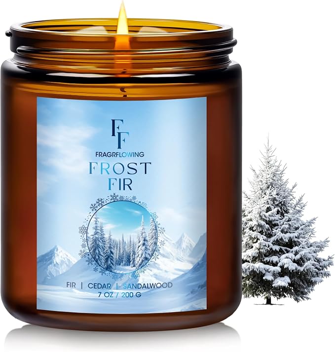 Winter Candle, Frost Fir Scented Candles for Home, Holiday Candles Natural Soy Candle, Aromatherapy Candle 7 oz Jar Candles Winter Gifts for Women Men