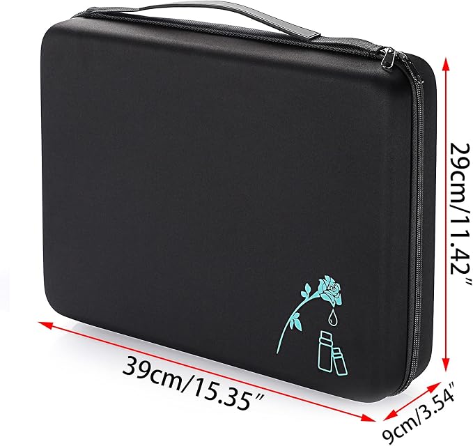 Hipiwe 108 Essential Oils Carrying Case Holds 5ml, 10ml, 15ml Bottles Hard Shell Exterior EVA Essential Oils Storage Organzier Bag with Foam Insert and Carrying Handle