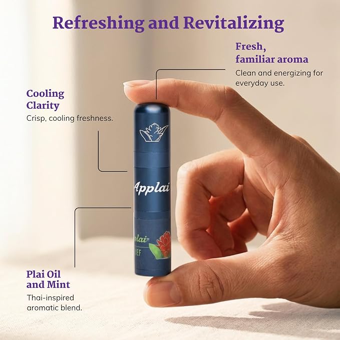 Modern - Muscle Roll-On Inhaler - 2-in-1 Aromatherapy Roller - Plai Oil Peppermint Citrus Massage Oil – Muscle Roller Neck, Shoulders - Cool Blue - 2g