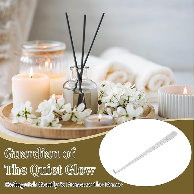 uxcell 2 Pcs Candle Wick Dipper, Stainless Steel Candle Wick Hook, Flame Dipper Snuffer Extinguish Accessory Flat Design for Putting Out Flame Home Decor Gifts, Chrome