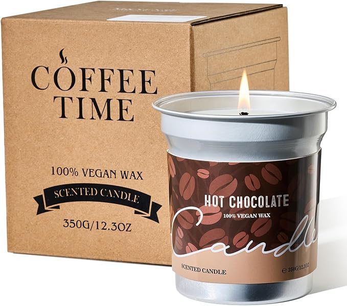 M&SENSE Hot Chocolate Scented Candles, Soy Wax 12.3oz | 75 Hours Long Lasting Clean Burn, Organic Cocoa, Non Toxic, Fall Seasonal, Winter Holiday Aromatherapy