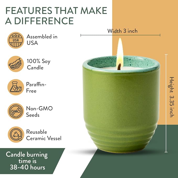 Modern Sprout Garden Vibes - 6 Oz Soy Candle Planter- in the Weeds - 2-Pack | 2 in 1 Soy Candles- 6 oz w/40-hr Burn - Eucalyptus, Pink Pepper, Patchouli, Citrus- Reusable Ceramic Vessel as a Mint Planter