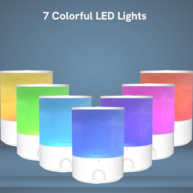 BlueHills Premium 4000 ml XL Essential Oil Diffuser 4L 4 Liter 70 Hour Run Humidifier Aromatherapy 1 Gallon Big Capacity High Mist Output for Large Room Home Mood Lights Long Run Diffuser White E401