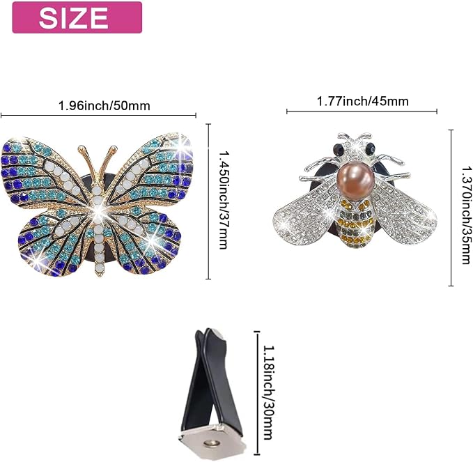 Bling Butterfly Air Vent Clips, 4 Pcs Crystal Bee Car Fresheners, Diffuser Vent Clip, Diamond Decoration, Cute Interior Decor, Bling Accessories for Women