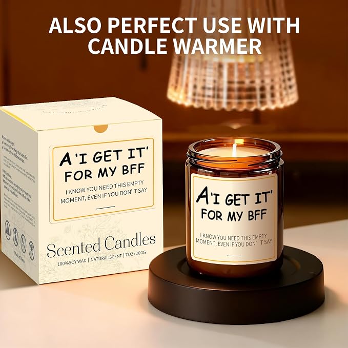 Lavender Candles for Women - 7oz Aromatherapy Soy Candle for Stress Relief, 50H Burn Time, Best Friend Birthday Gifts for Women, Funny Birthday Gifts Candle from You, Friendship Gift for BFF