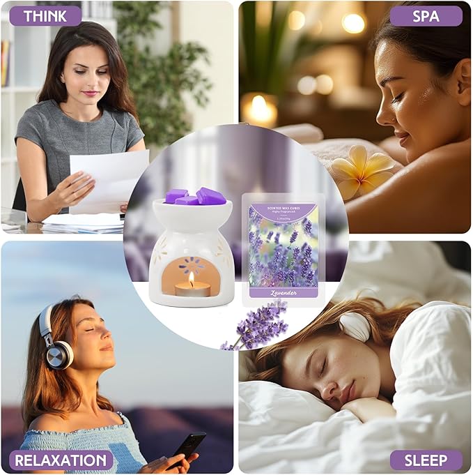 SCENTORINI Wax Melts Wax Cubes, Summer Scent, Lavender Wax Melts for Sleep, Scentsy Wax Melts for Warmer 4 Pack, Scented Soy Wax Strong Scent, 4 * 1.25oz