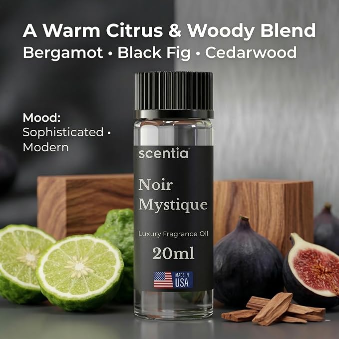 Scentia Noir Mystique Aromatherapy Oil for Diffuser – Hotel Scent Inspired by Edition Hotel – 20 mL – Rose, Bergamot & Musk Natural Fragrance Oil for Waterless & Cold Air Diffusers, Made in USA